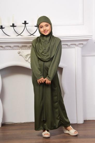  Fermuarlı Çocuk Namaz Elbisesi (Haki)
