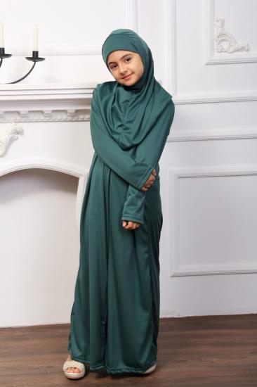  Fermuarlı Çocuk Namaz Elbisesi (Yeşil)